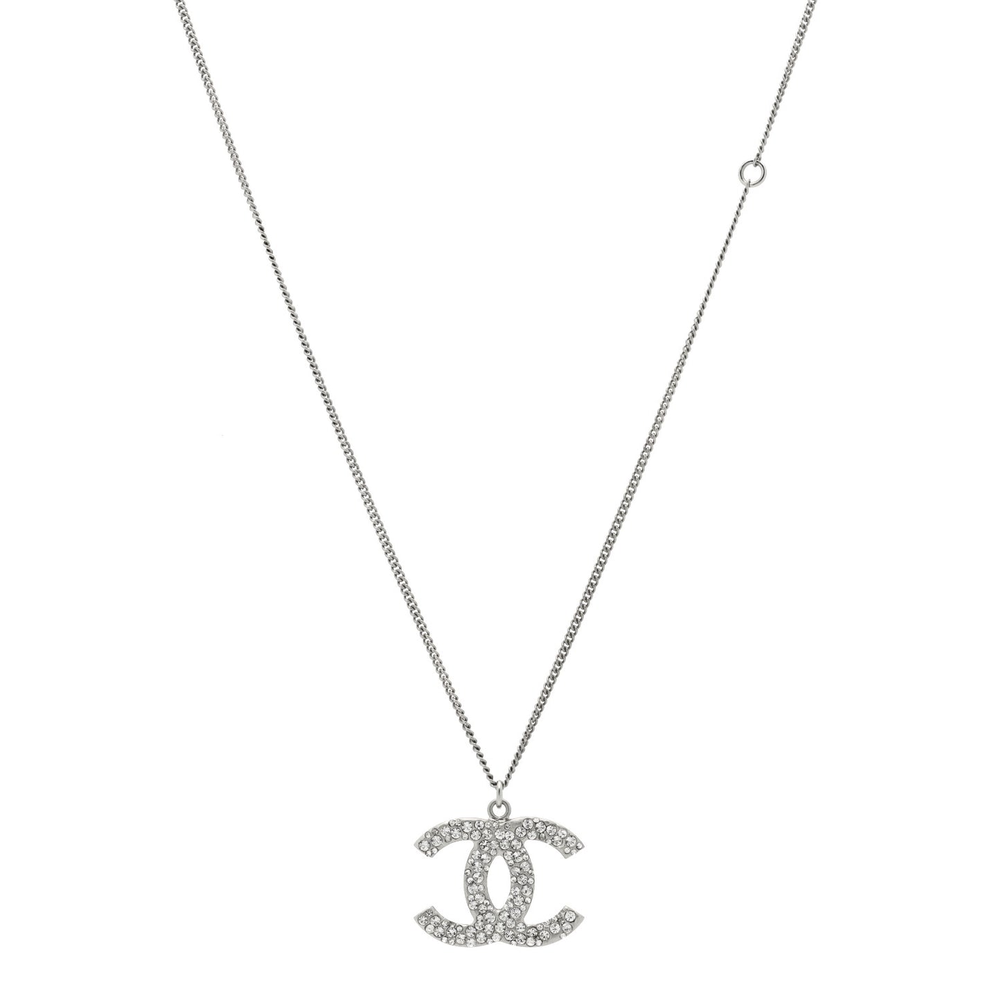 Crystal CC Pendant Necklace Silver
