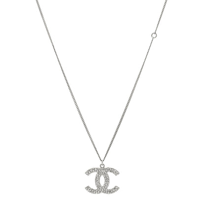 Chanel Crystal CC Pendant Necklace Silver 1 of 5