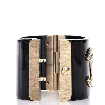 Chanel Resin Quilted CC Cuff Black Gold 4 of 6