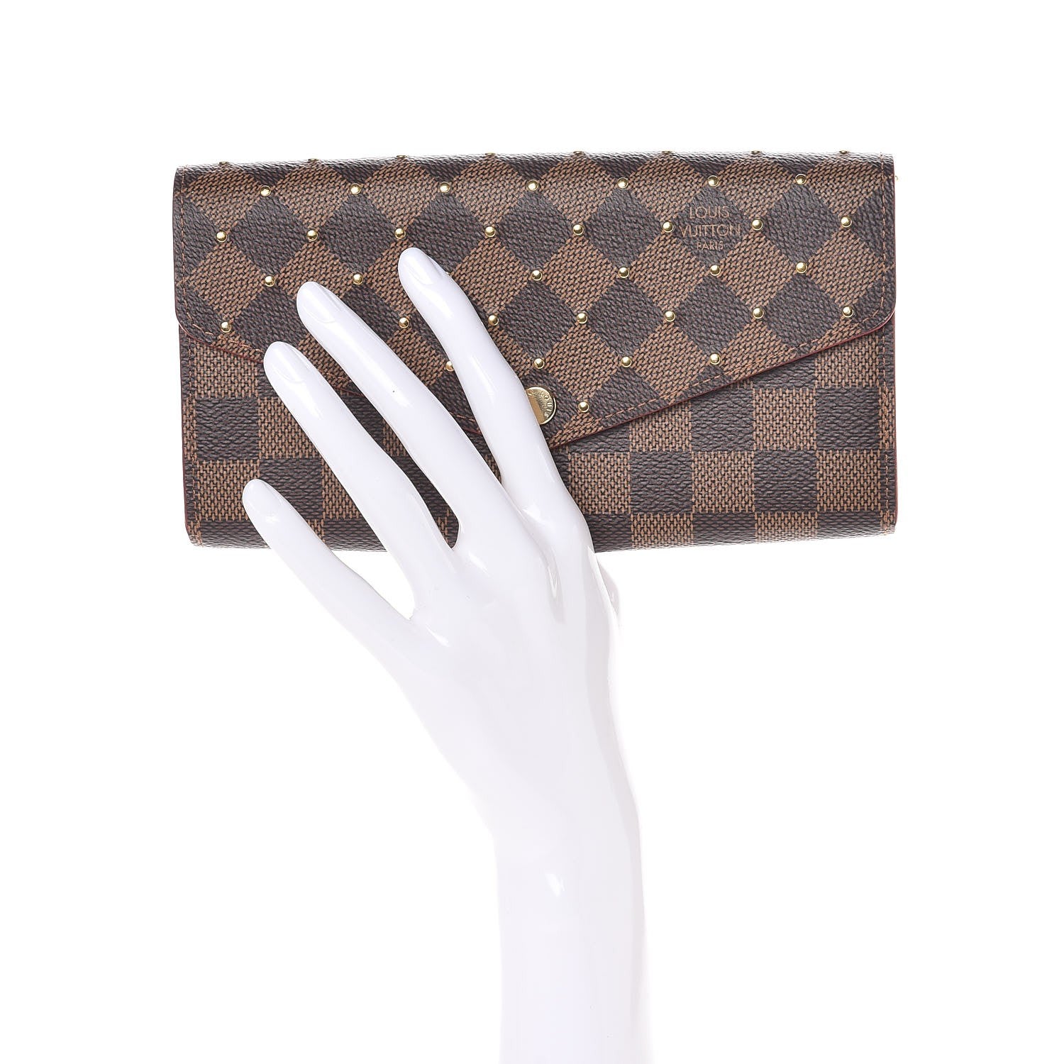Louis Vuitton Damier Ebene Studded Sarah Wallet NM Cherry 2 of 8