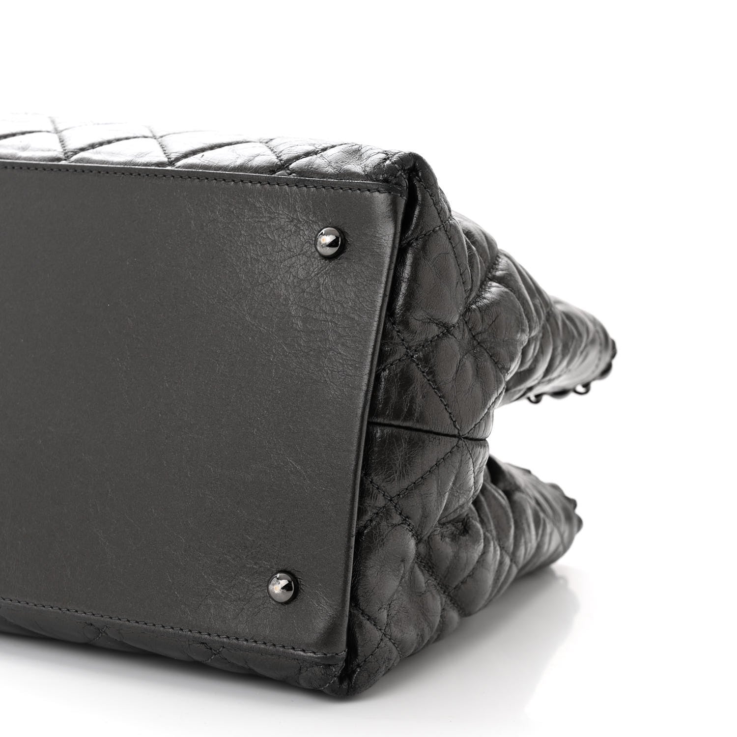 Chanel Metallic Aged Calfskin Quilted Small Chain Me Tote Dark Silver 10 of 11