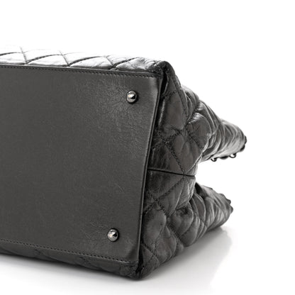 Chanel Metallic Aged Calfskin Quilted Small Chain Me Tote Dark Silver 10 of 11