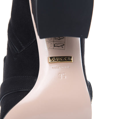 Gucci Kid Scamosciato GG Marmont Fringe 75mm Ankle Boots 35 Black 6 of 9