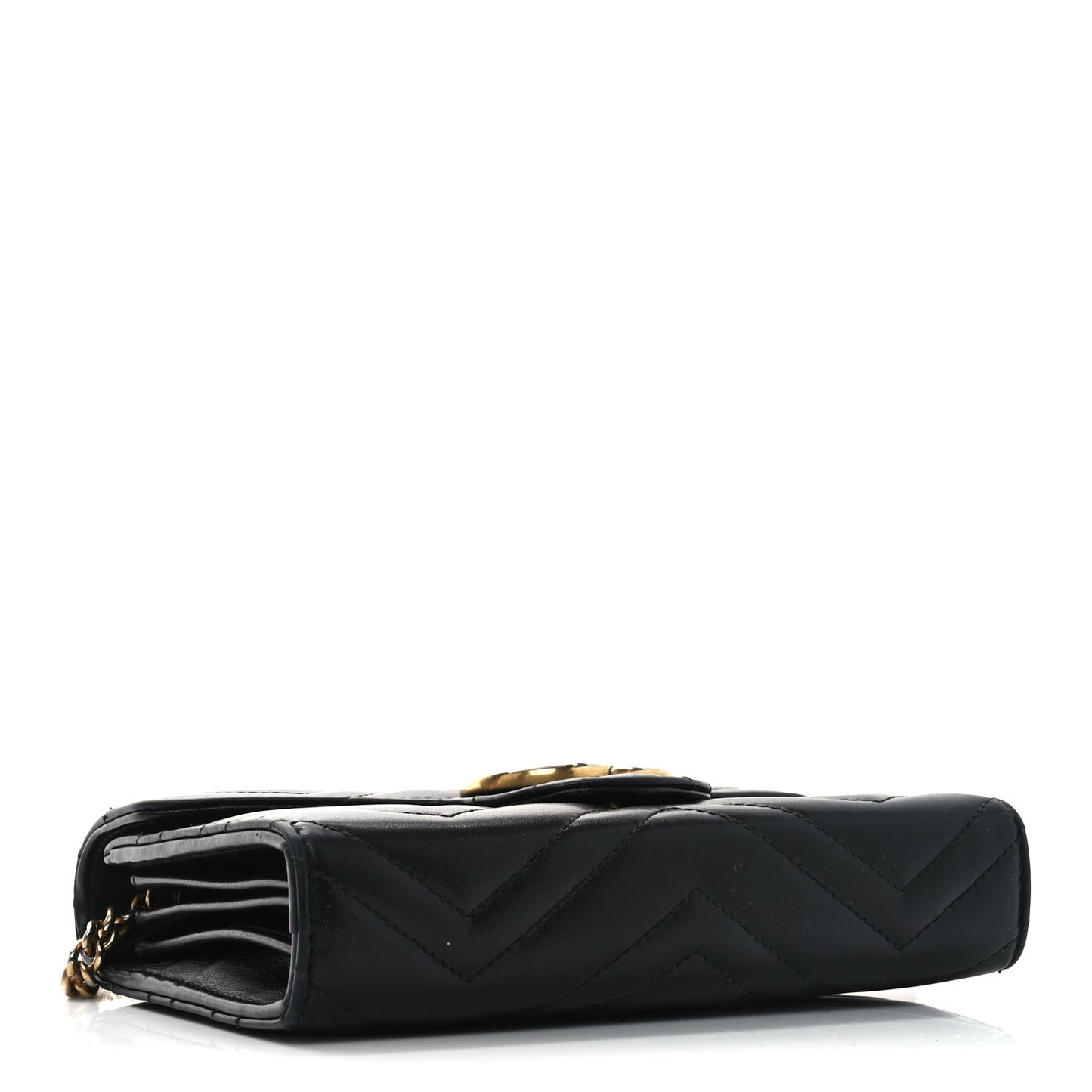 Calfskin Matelasse GG Marmont Chain Wallet Black