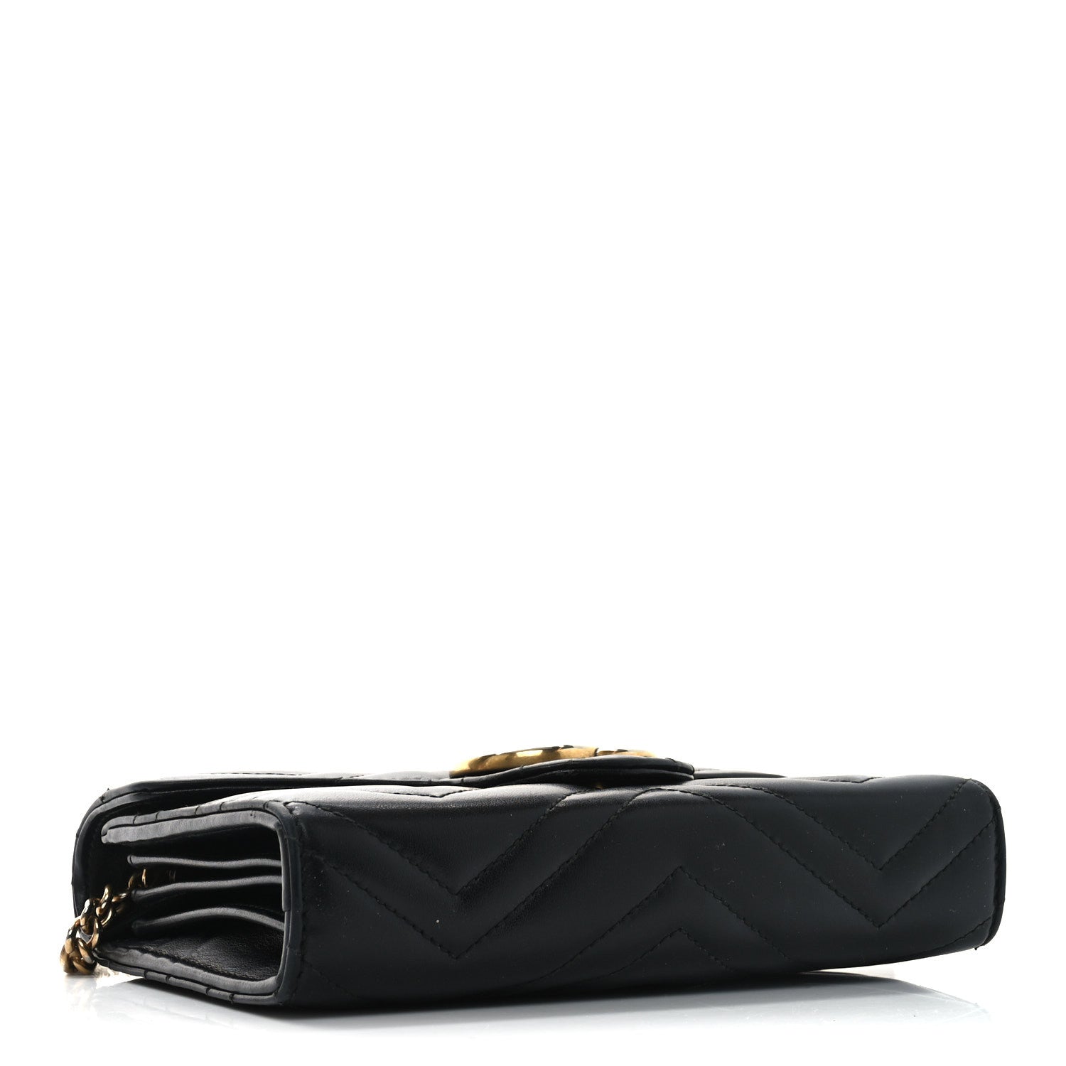 Gucci Calfskin Matelasse GG Marmont Chain Wallet Black 4 of 10