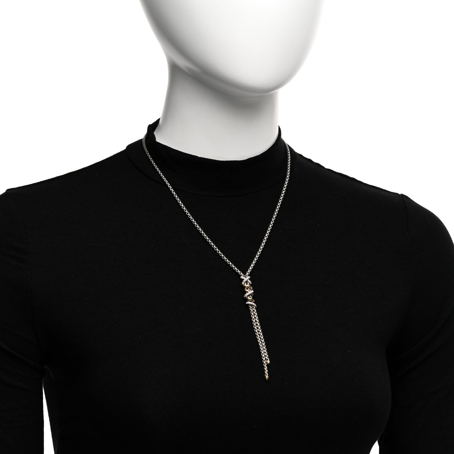 Sterling Silver 18K Yellow Gold Diamond Helena Y Necklace