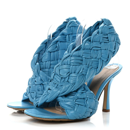 Bottega Veneta Shiny Nappa Intrecciato The Board Sandals 39 Sky Blue 3 of 8