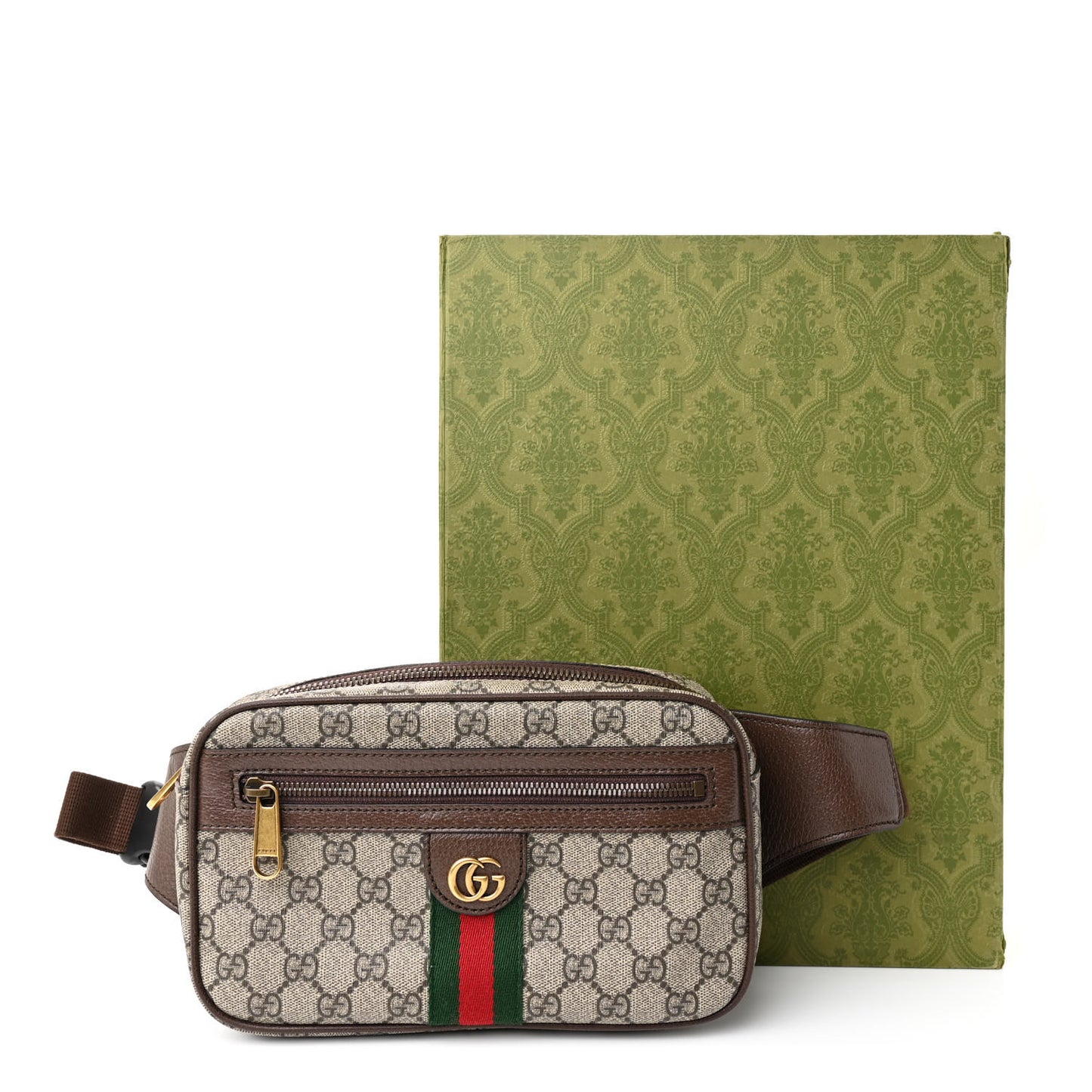 Soft GG Supreme Monogram Medium Ophidia Belt Bag Dark Brown