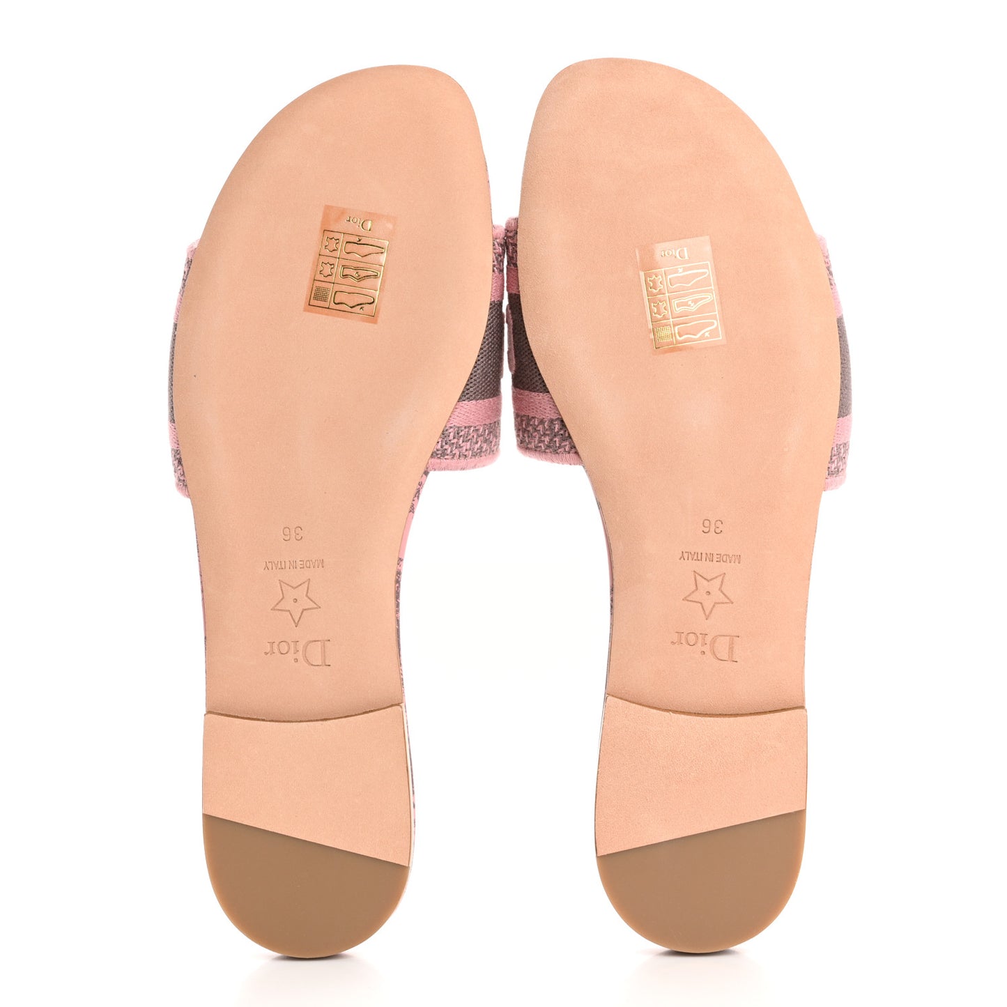 Canvas Toile De Jouy Embroidered Dway Flat Slide Sandals 36 Chateau Rose