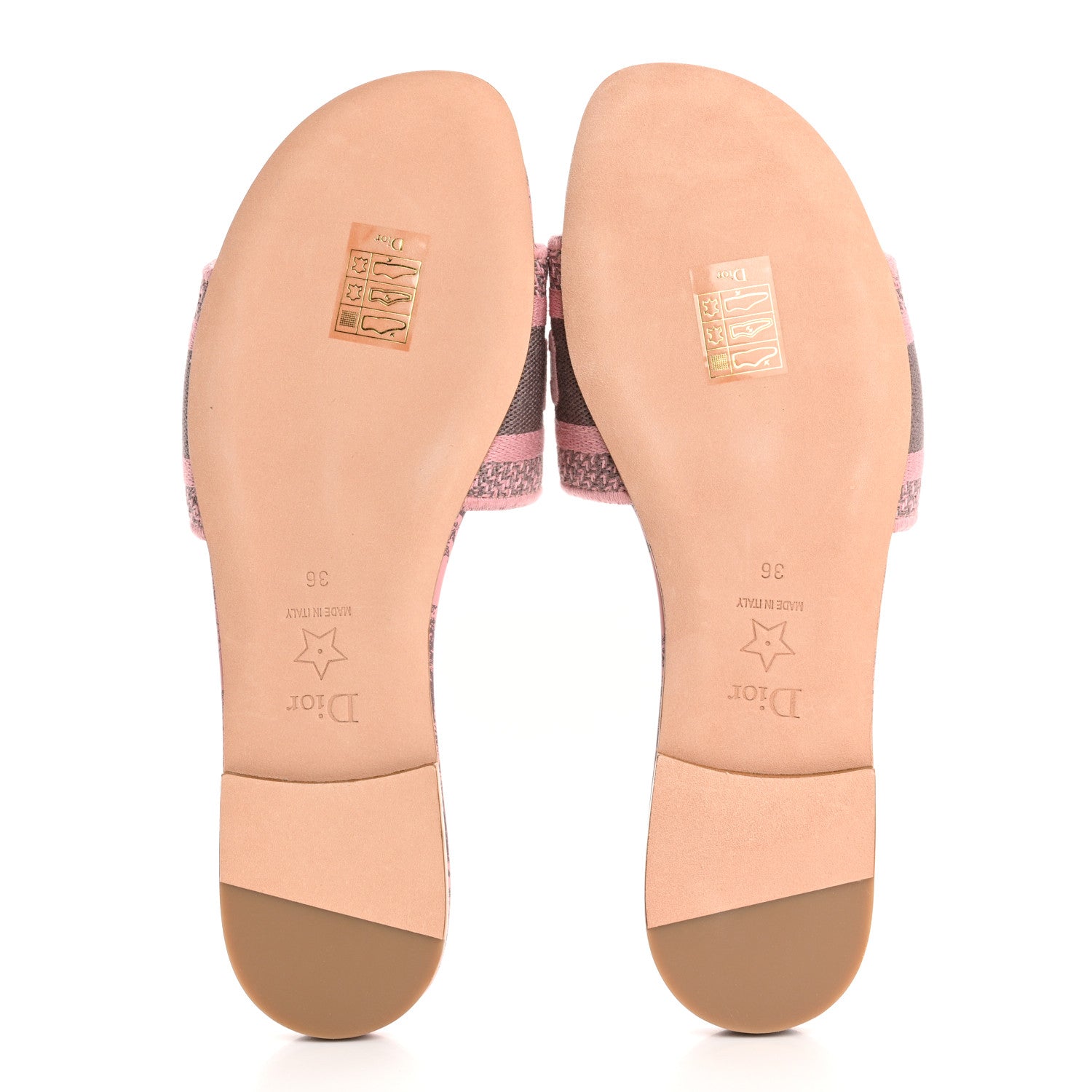 Christian Dior Canvas Toile De Jouy Embroidered Dway Flat Slide Sandals 36 Chateau Rose 6 of 10