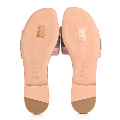 Christian Dior Canvas Toile De Jouy Embroidered Dway Flat Slide Sandals 36 Chateau Rose 6 of 10