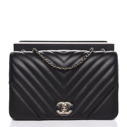 Chanel Calfskin Chevron Quilted Statement Flap Black 9 of 9