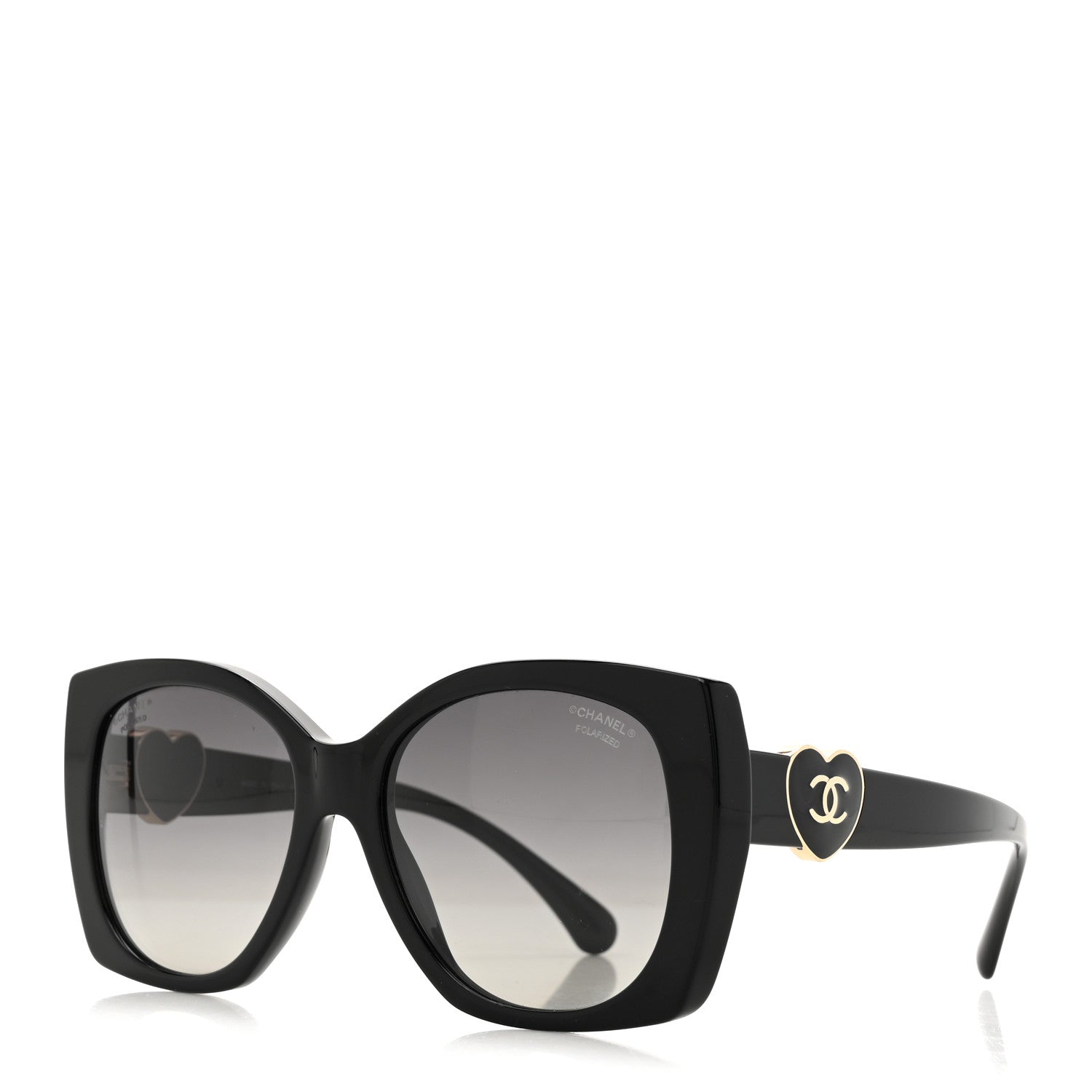 Chanel Acetate Square CC Heart Sunglasses 5519 Black 1 of 8