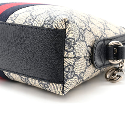 Gucci GG Supreme Monogram Textured Dollar Calfskin Web Small Ophidia Dome Shoulder Bag Beige Blue 11 of 12