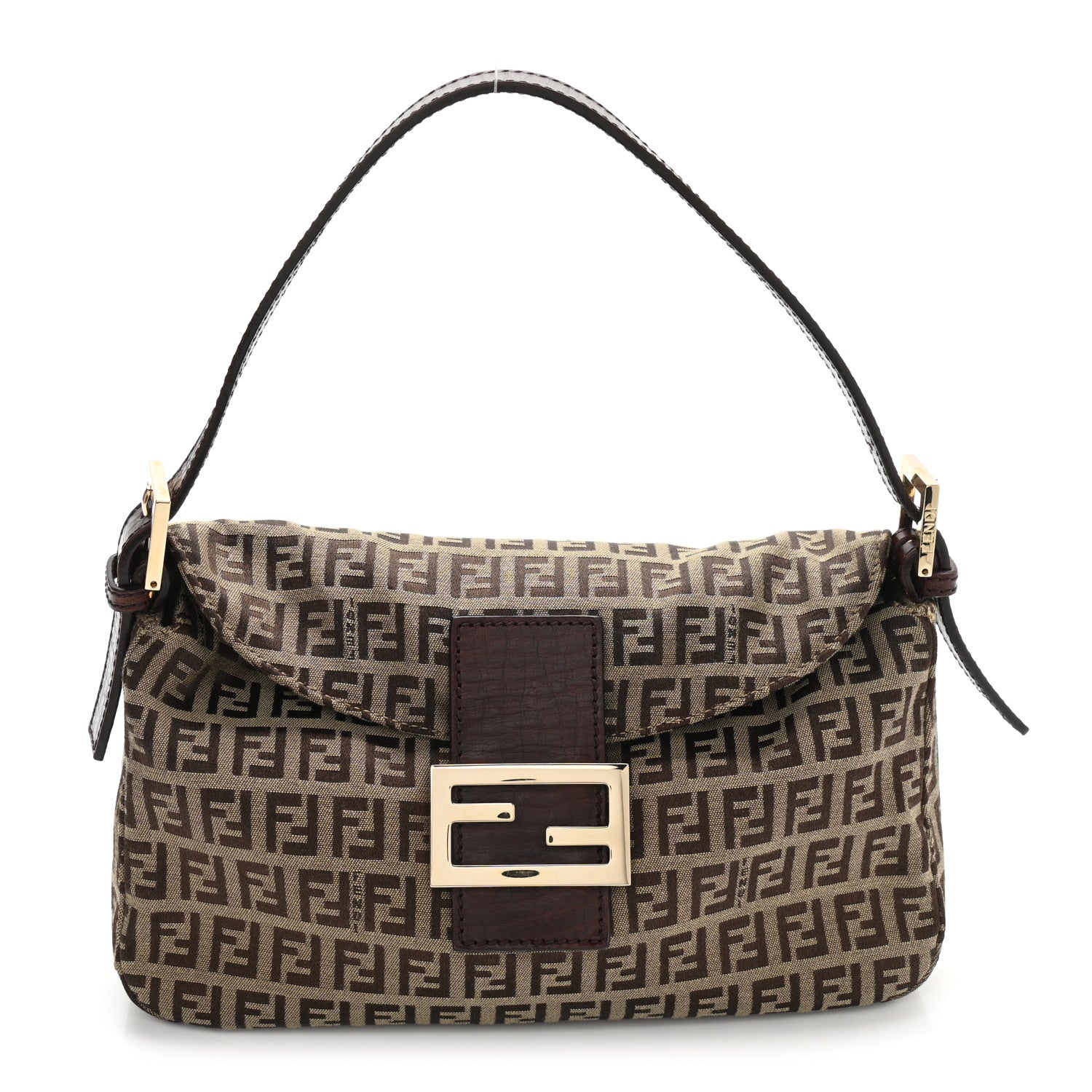 Fendi Zucchino Vitello Baguette Mogano Panna Bruciato 1 of 9