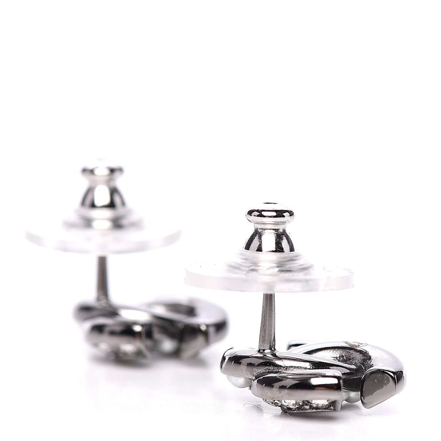 Chanel Ruthenium Crystal Pearl CC Earrings 2 of 5