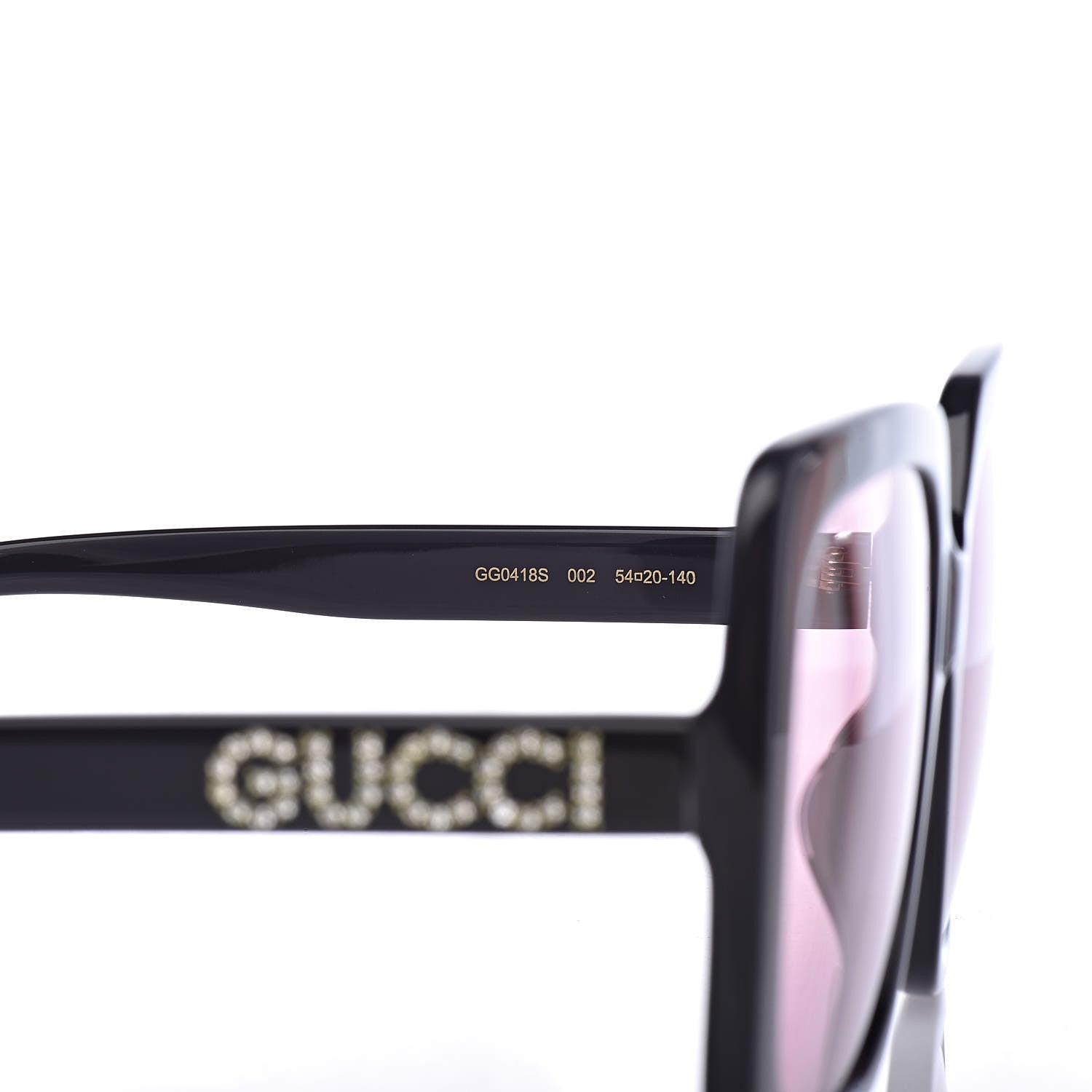 Gucci Crystal Square Frame GG Sunglasses GG0418S Black Pink 6 of 8