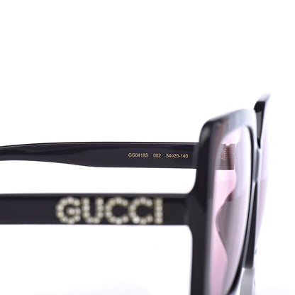 Gucci Crystal Square Frame GG Sunglasses GG0418S Black Pink 6 of 8
