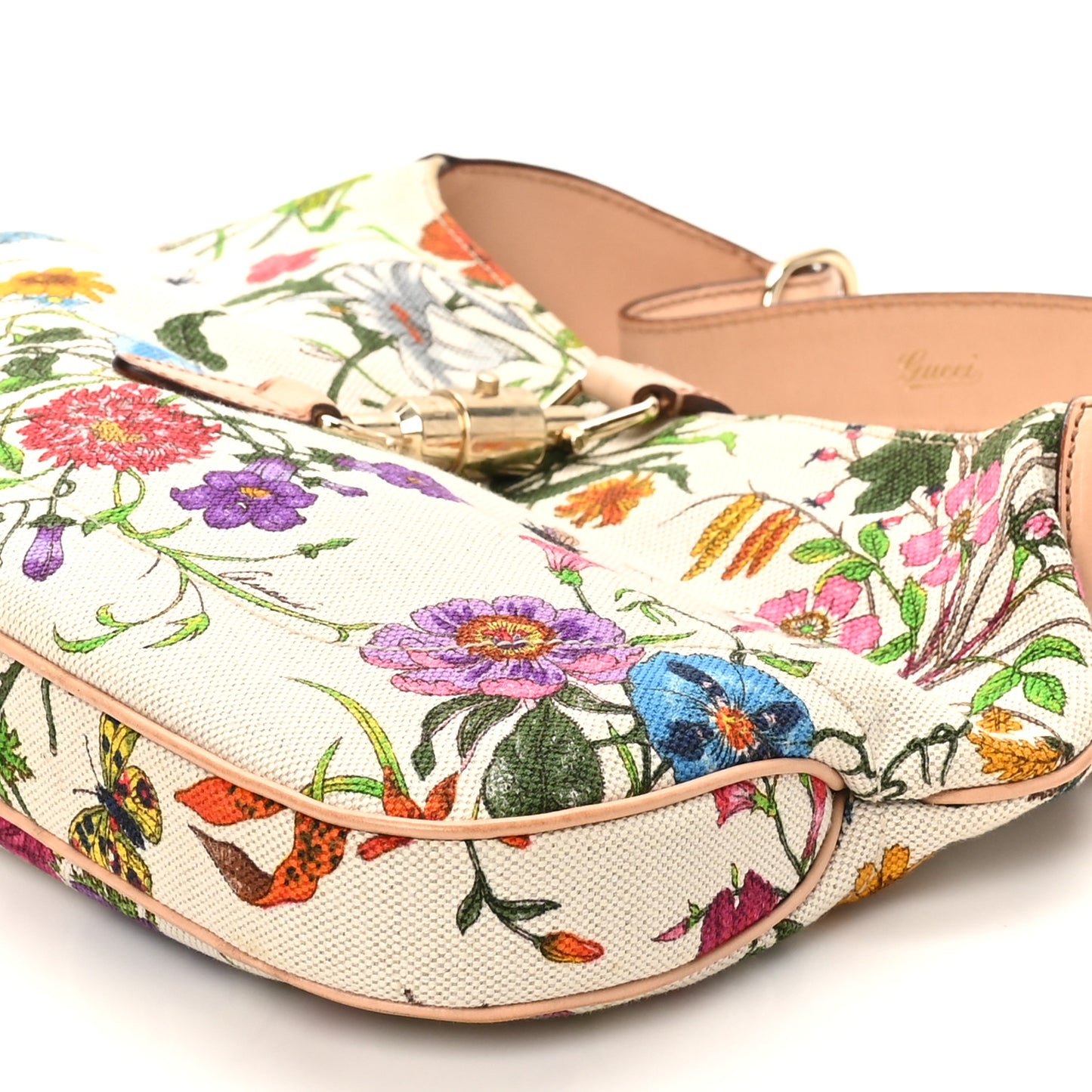 Canvas Floral Flora Small Jackie O Hobo White