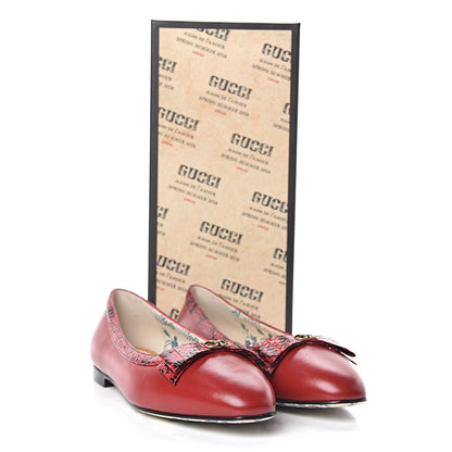 Gucci Malaga Kid Elaphe Yva Ballet Flats 38 Hibiscus Red 9 of 9