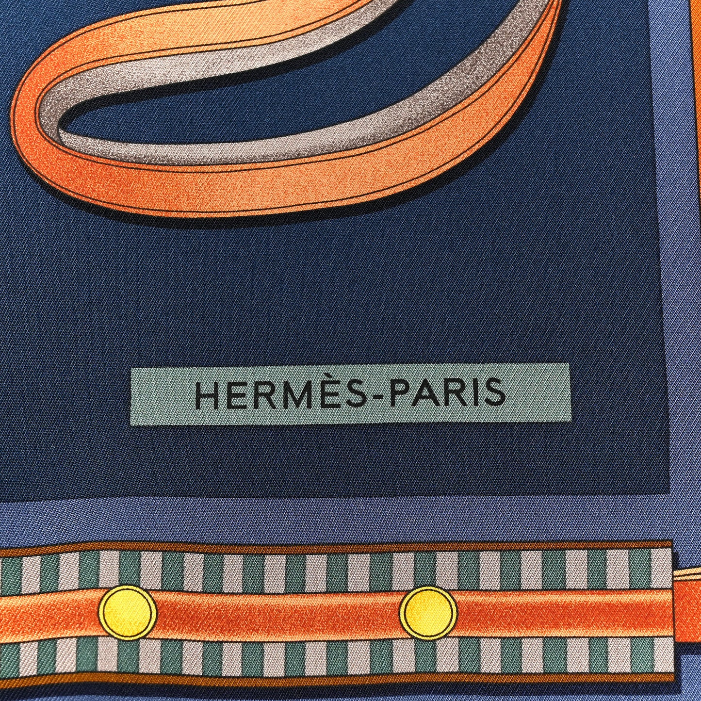 Silk Lettres Equestre Scarf 90 Bleu Ardoise Vert