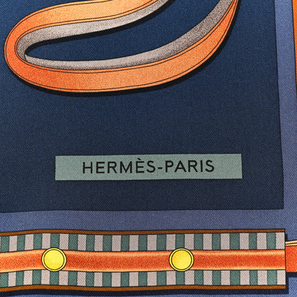 Hermes Silk Lettres Equestre Scarf 90 Bleu Ardoise Vert 2 of 5
