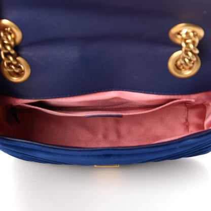 Gucci Velvet Matelasse Mini GG Marmont Shoulder Bag Cobalt Blue 5 of 10