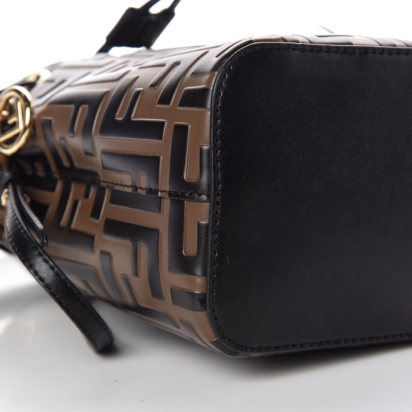 Vitello Liberty F is Fendi Bi-Color FF 1974 Embossed Mini Mon Tresor Bucket Bag Maya Black