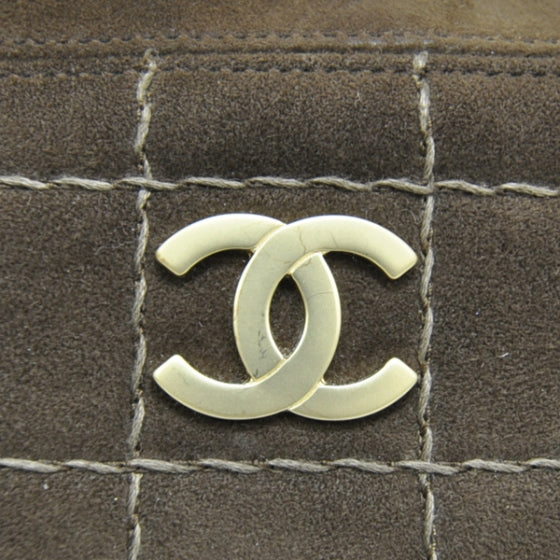 Suede Square Stitched Shoulder Bag Brown