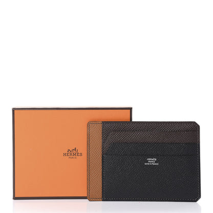Hermes Epsom City 8CC Colorblock Card Holder Black Gold Chocolate 10 of 10