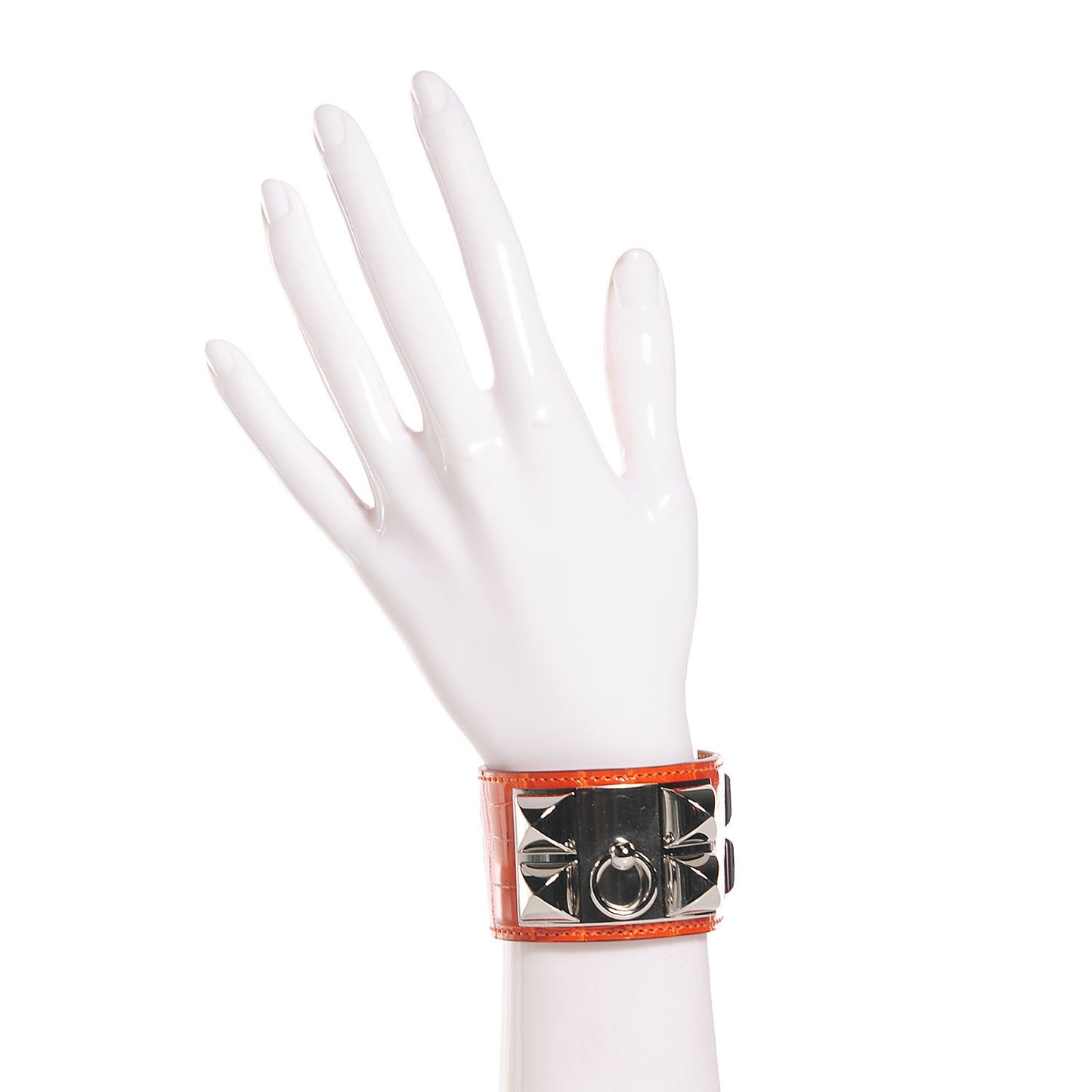 Shiny Alligator Collier De Chien CDC Bracelet Orange Small