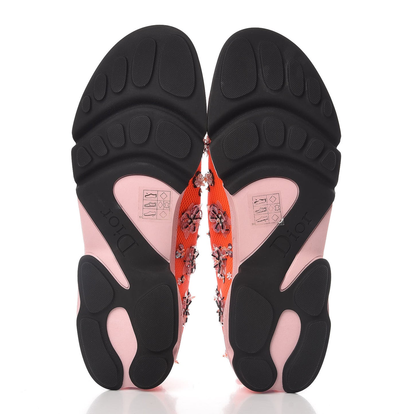 Technical Canvas Embellished Dior Fusion Sneakers 40 Orange Fluo