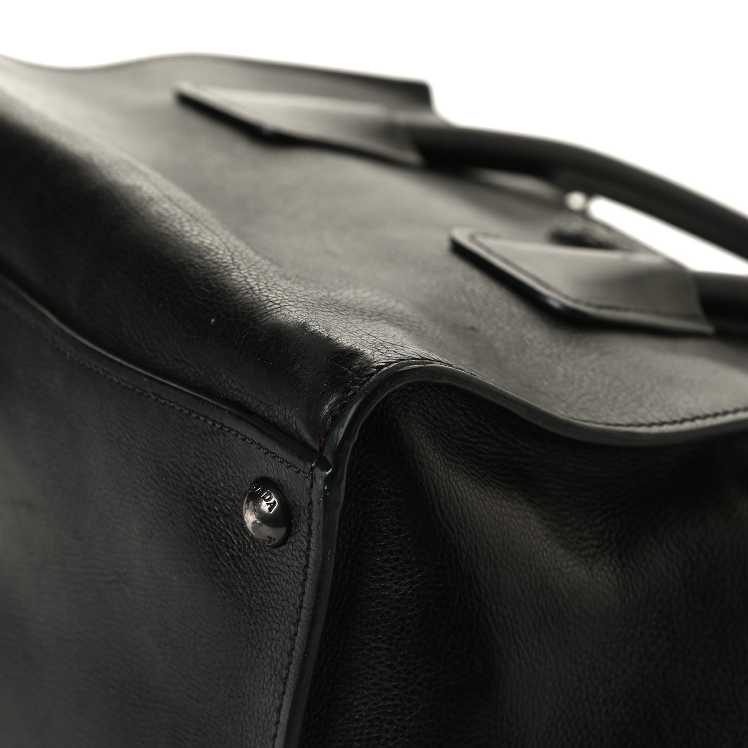 Prada Glace Calf Twin Pocket Tote Black 9 of 12