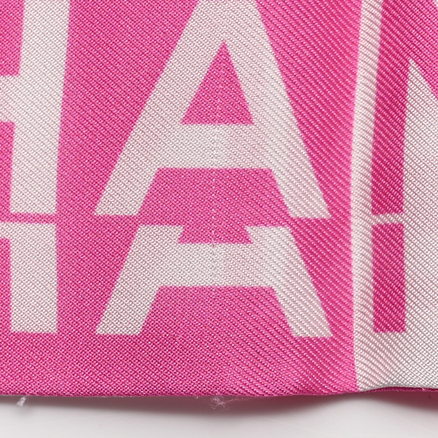 Chanel Silk Logo Slim Bandeau Scarf Fuchsia White 4 of 4