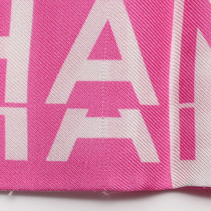 Chanel Silk Logo Slim Bandeau Scarf Fuchsia White 4 of 4