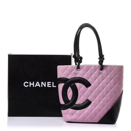 Chanel Calfskin Quilted Medium Cambon Tote Pink Black 17 of 17