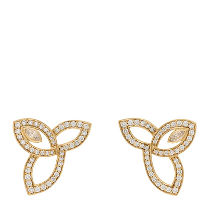 Harry Winston 18K Yellow Gold Diamond Lily Cluster Stud Earrings 7 of 10