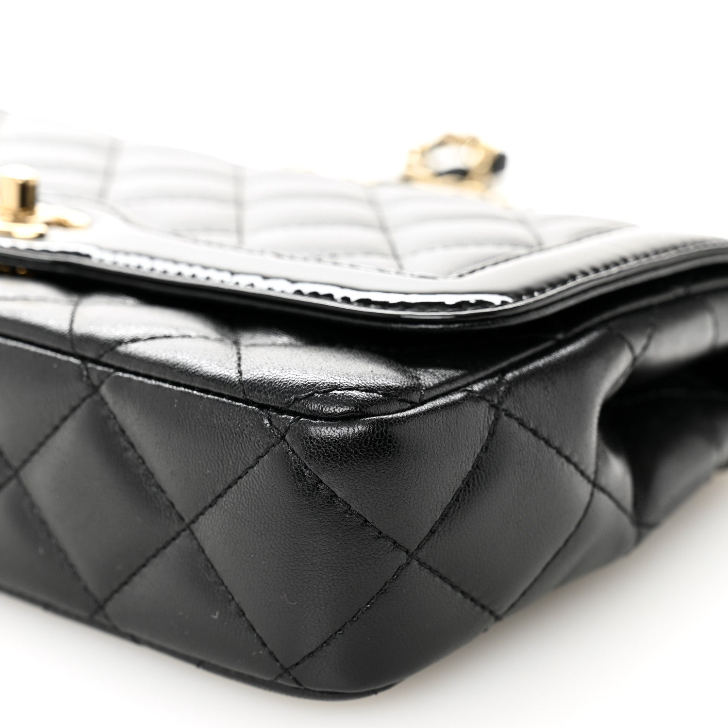 Chanel Lambskin Patent Calfskin Quilted Small Flap Bag Black 10 of 11