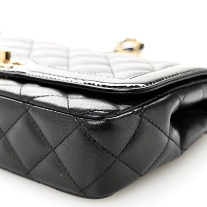 Chanel Lambskin Patent Calfskin Quilted Small Flap Bag Black 10 of 11
