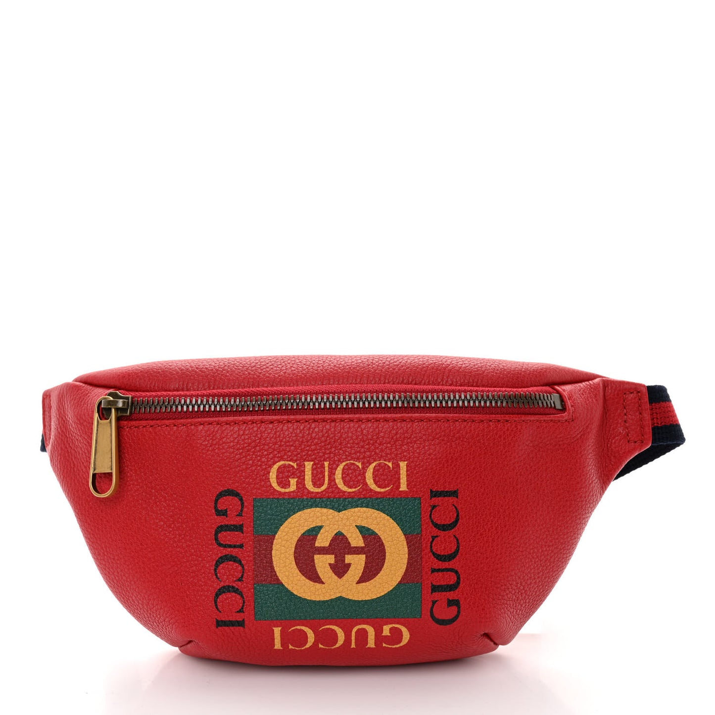 Grained Calfskin Small Logo Belt Bag Hibiscus Red