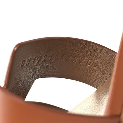 Hermes Calfskin Legend Wedge Sandals 39.5 Gold 6 of 9