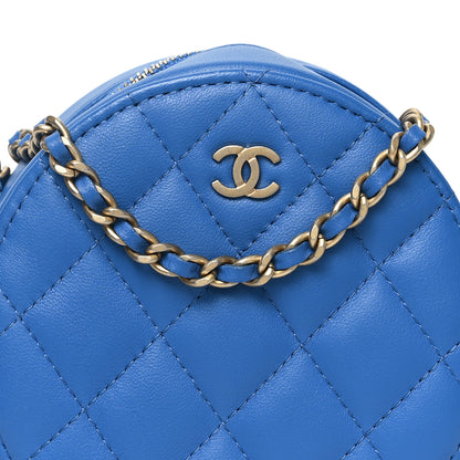 Chanel Lambskin Quilted Round Clutch With Chain Blue 8 of 10