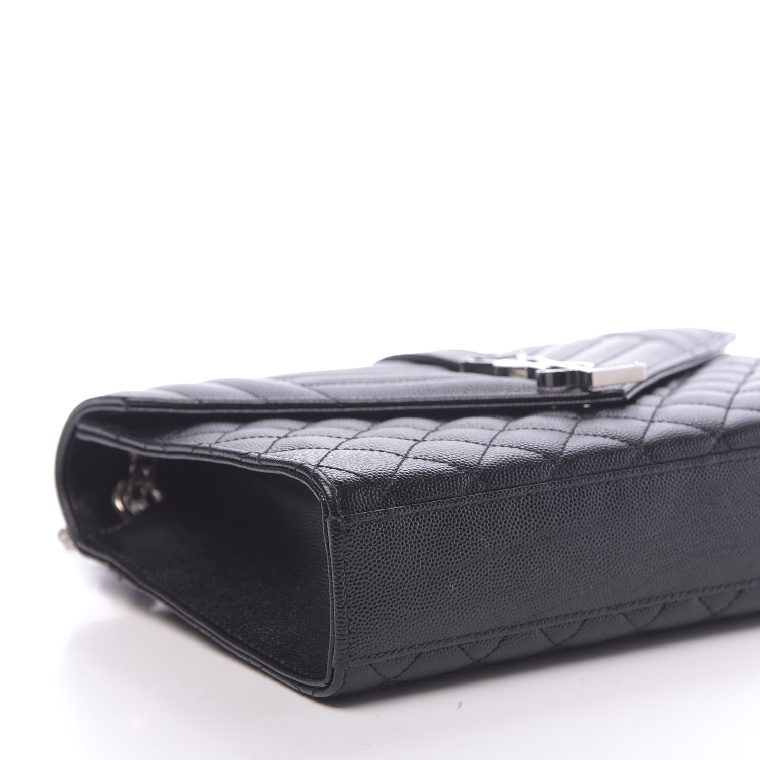 Saint Laurent Grain De Poudre Textured Mixed Matelasse Triquilt Medium Monogram Satchel Black 8 of 13
