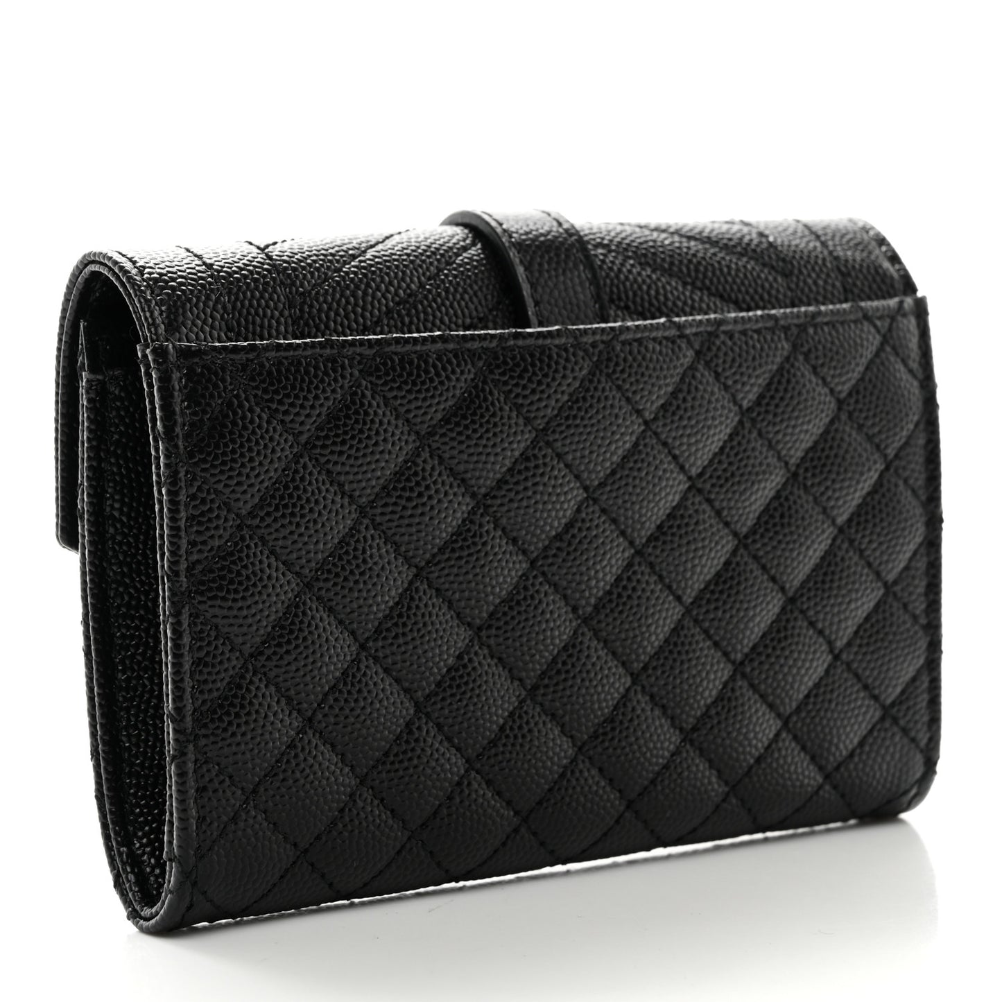 Grain De Poudre Textured Mixed Matelasse Triquilt Small Monogram Envelope Wallet Black