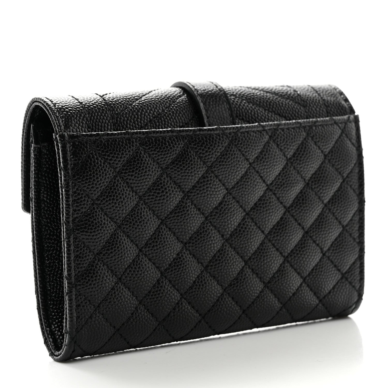 Saint Laurent Grain De Poudre Textured Mixed Matelasse Triquilt Small Monogram Envelope Wallet Black 3 of 6