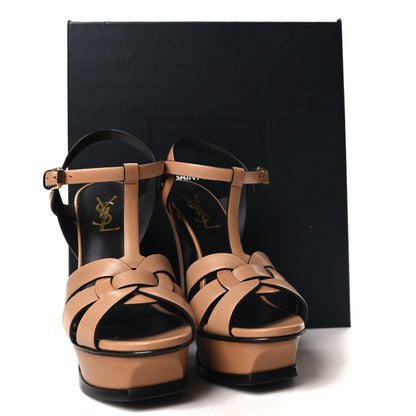 Saint Laurent Calfskin Tribute 105 Platform Sandals 36 Gold Brown 9 of 9