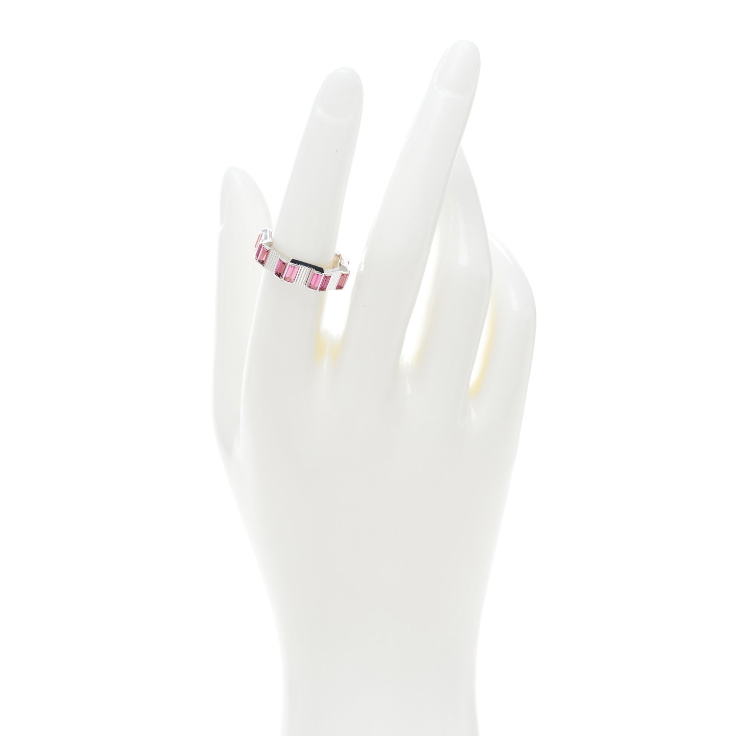 Gucci 18K White Gold Rubellite 7mm Link to Love Ring 54 6.75 2 of 4