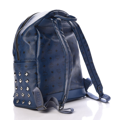 MCM Visetos Medium Studded Stark Backpack Navy Blue 3 of 8