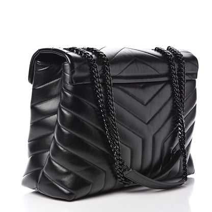 Saint Laurent Calfskin Y Quilted Monogram Medium Loulou Chain Satchel Black 3 of 12