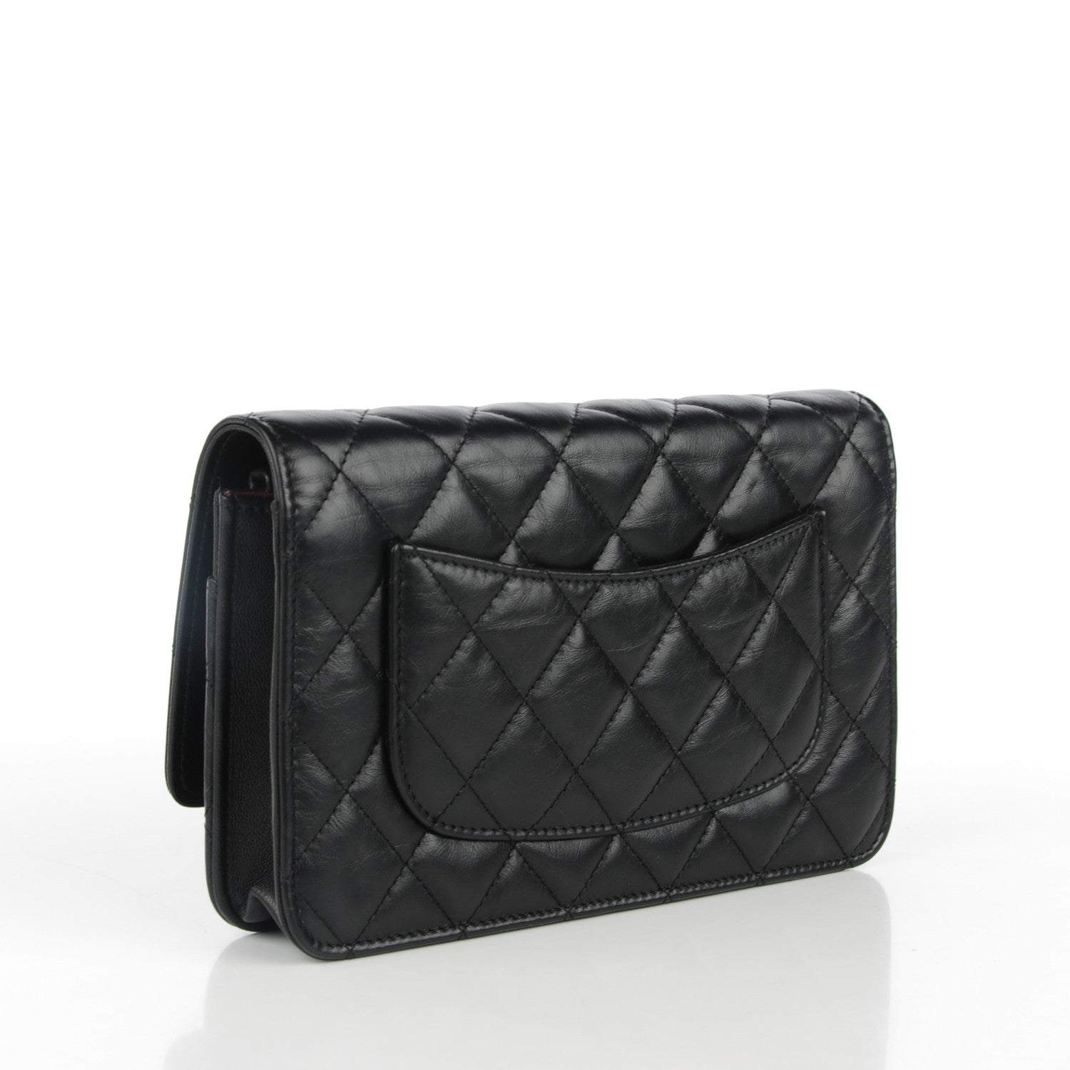 Chanel Aged Calfskin Reissue Wallet On Chain WOC Black 3 of 9